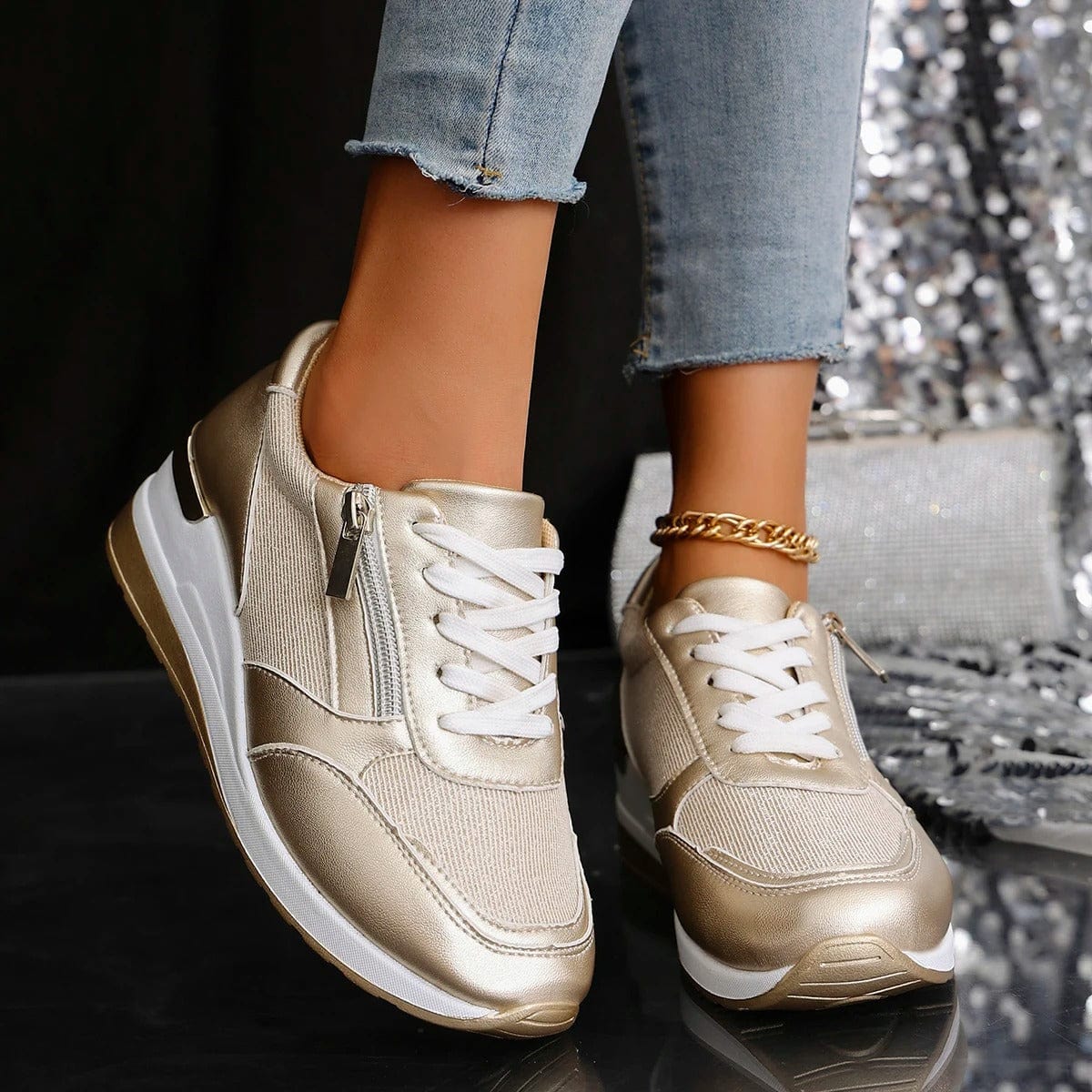 Baskets de ville �� semelle compens��e - un style chic et confortable - MAX FOR ME