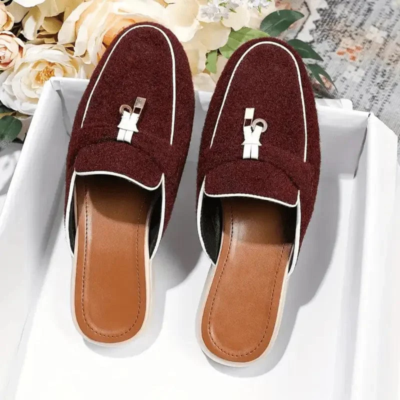 Mules Femme Bordeaux �� Enfiler �C Finition Contrast��e et D��tail ��l��gant