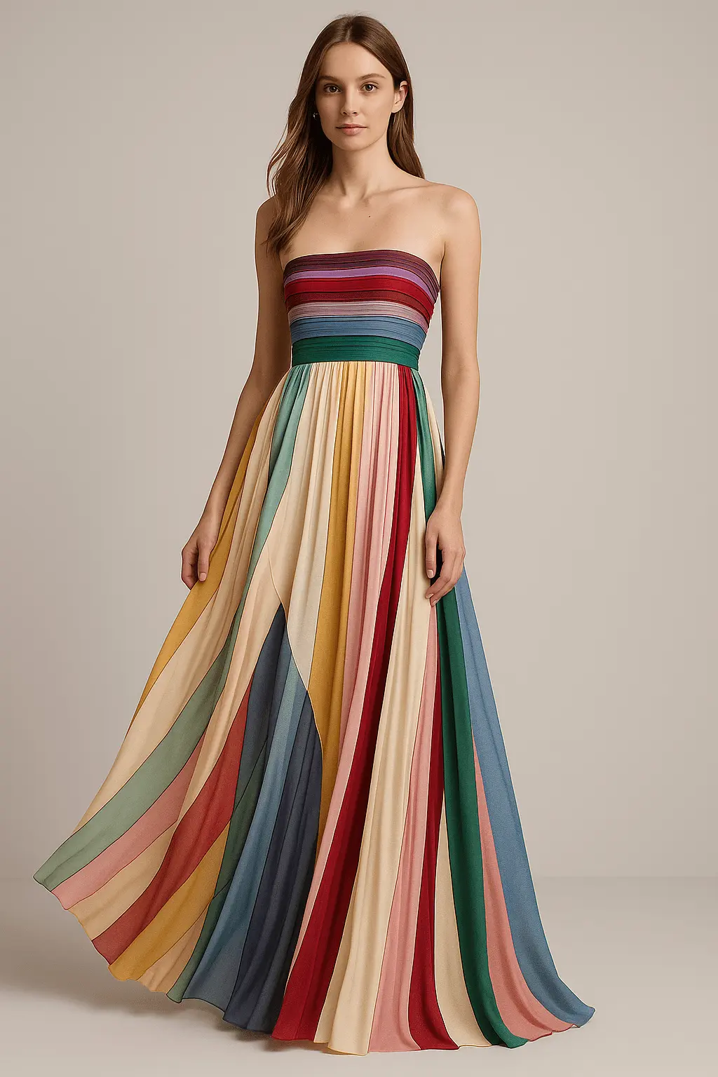 Robe Longue Femme Multicolore en Tissu L��ger �C Fluide et ��l��gante