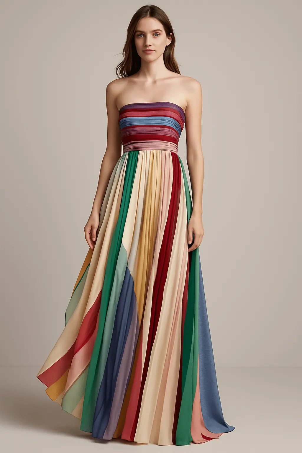 Robe Longue Femme Multicolore en Tissu L��ger �C Fluide et ��l��gante