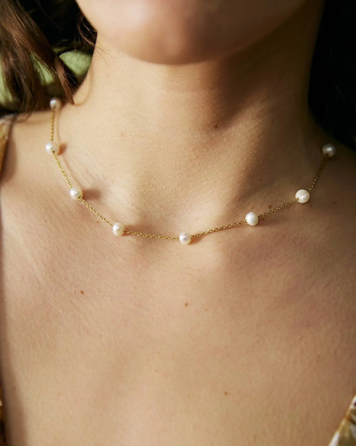 Collier Chaîne Câble Dorée avec Perles