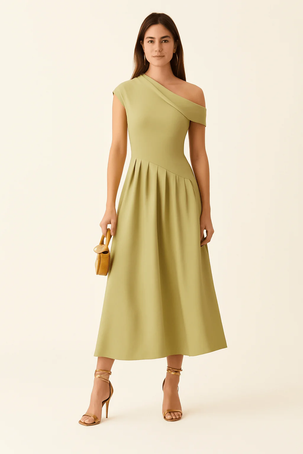 Robe Longue Asym��trique en Jersey �C ��l��gance Structur��e et Confort Moderne