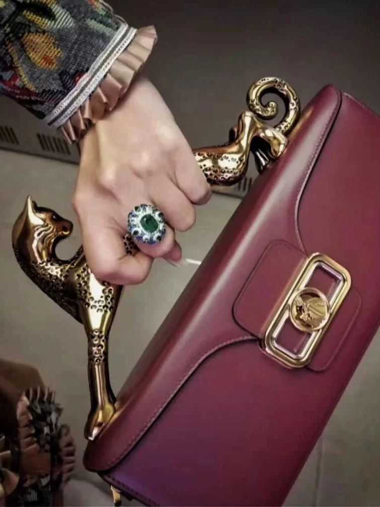 Sac �� poign��e l��opard en Vrai cuir style Rectangulaire haut de gamme