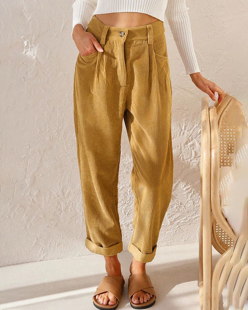 Pantalon pliss�� en velours c?tel�� - un style chic et intemporel - MAX FOR ME