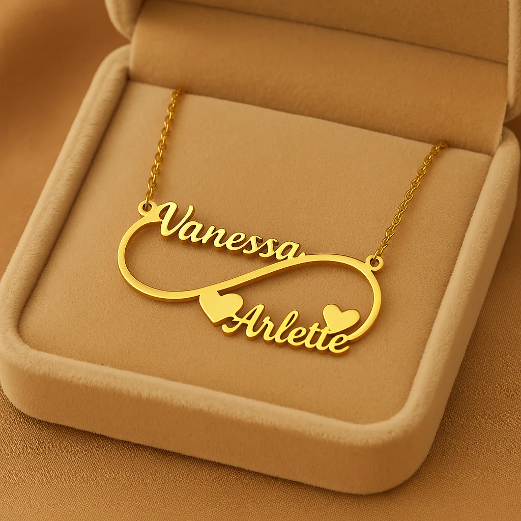 Collier Infini Personnalis�� Deux Pr��noms �C Acier Inoxydable