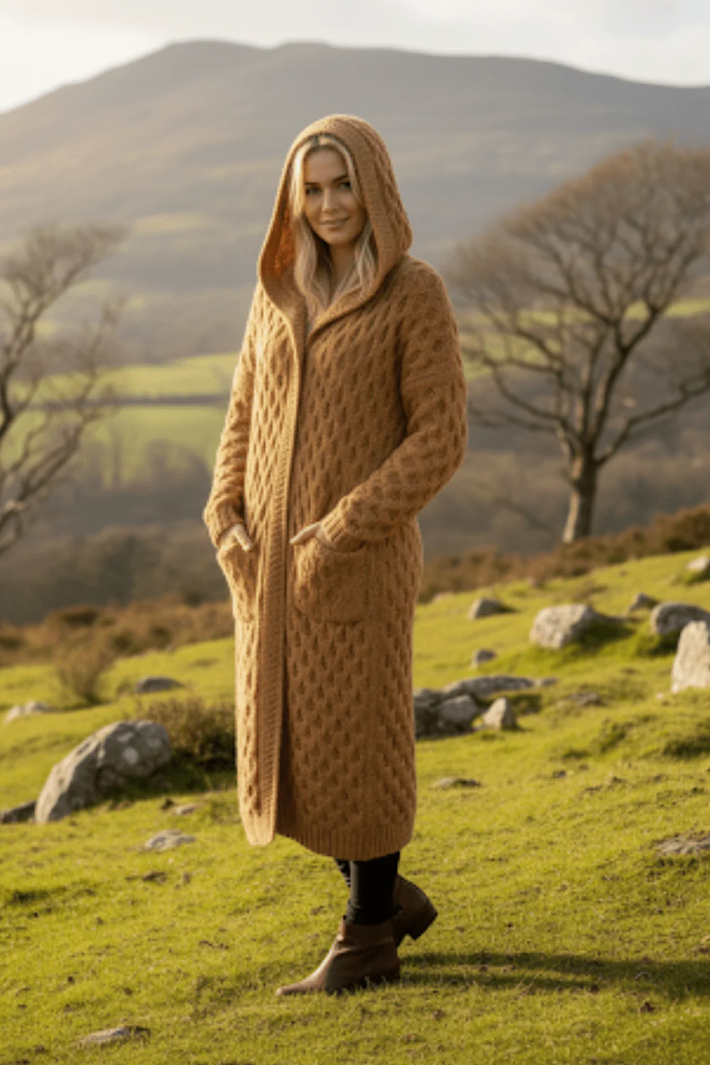 Manteau-cardigan �� capuche en grosse maille - un cocon de douceur et de style - MAX FOR ME