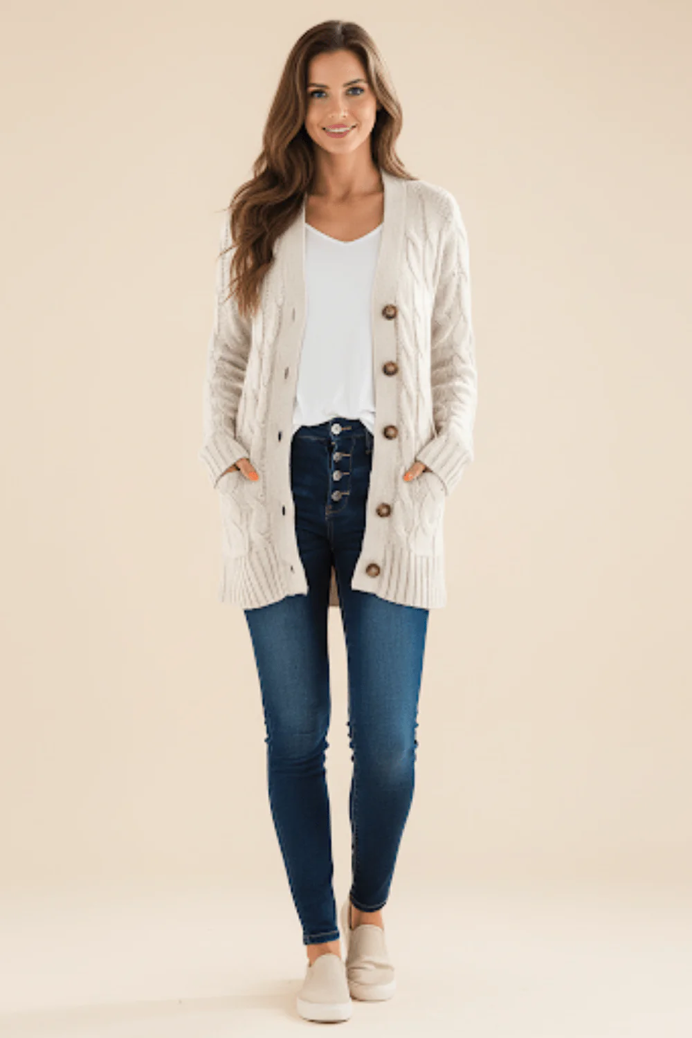 Cardigan long ouvert en maille pour femme style d��contract�� chic - MAX FOR ME