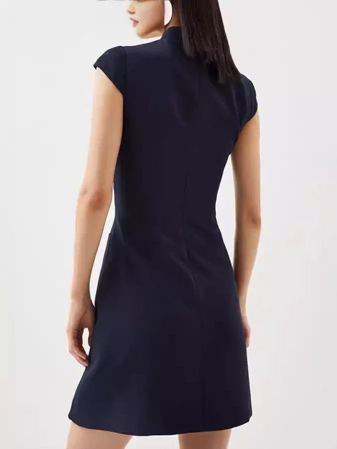 Robe Mini Pliss��e �� Mancherons �C ��l��gance Structur��e et F��minine