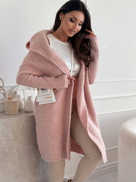 Cardigan long capuche femme sans boutons cocooning moderne MAX FOR ME