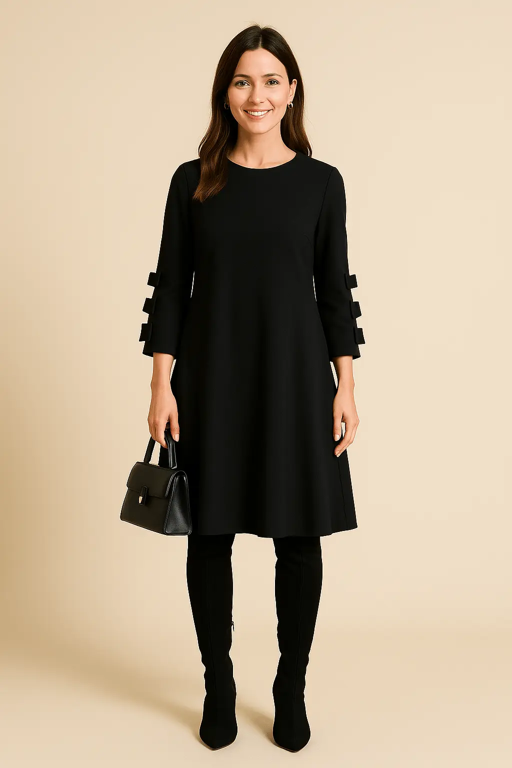 Robe Droite D��contract��e avec D��tail N?uds �C ��l��gance Simple pour le Quotidien