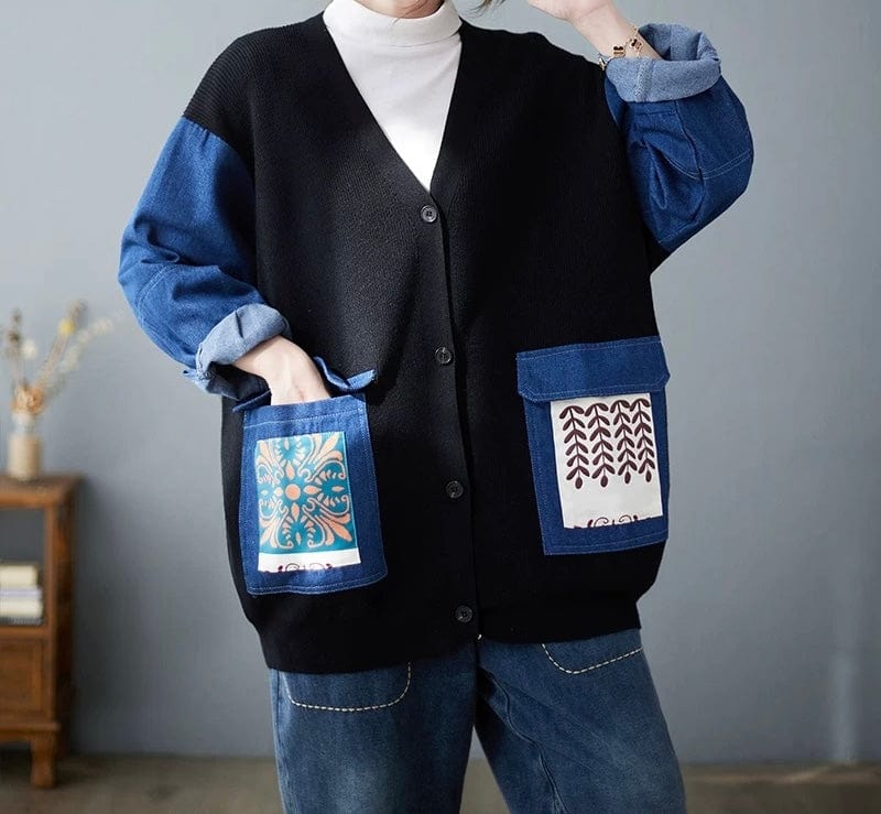 Cardigan oversize mixte maille jean veste design chic moderne MAX FOR ME