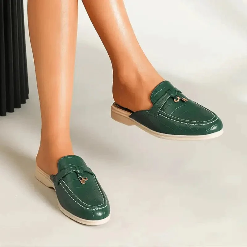 Mocassins Femme Ouverts Vert Croco �C ��l��gance D��contract��e pour ��t�� Urbain