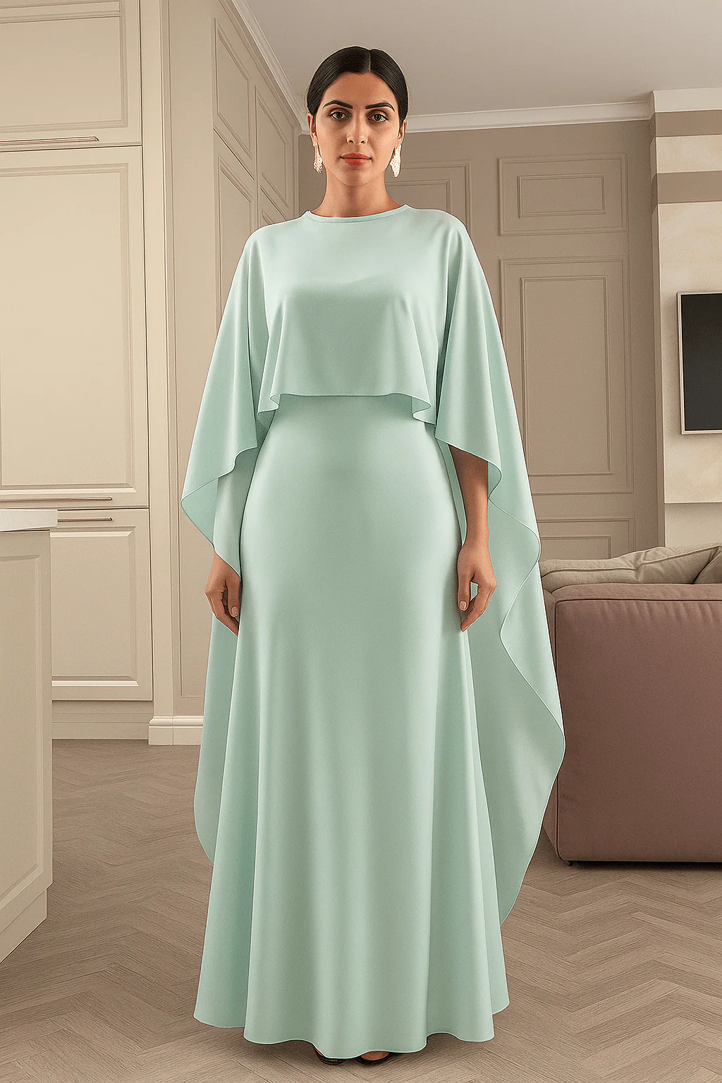 Ensemble Robe longue fluide avec cape �C style crois�� chic et d��contract�� pour l����t��