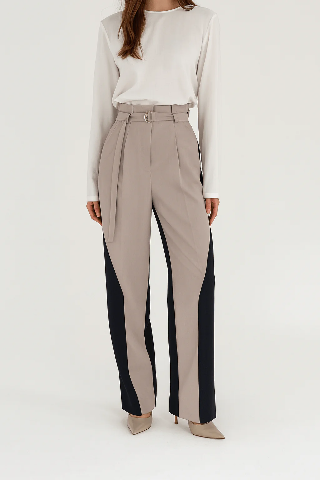 Pantalon tailleur bicolore - une silhouette affin��e et moderne - MAX FOR ME