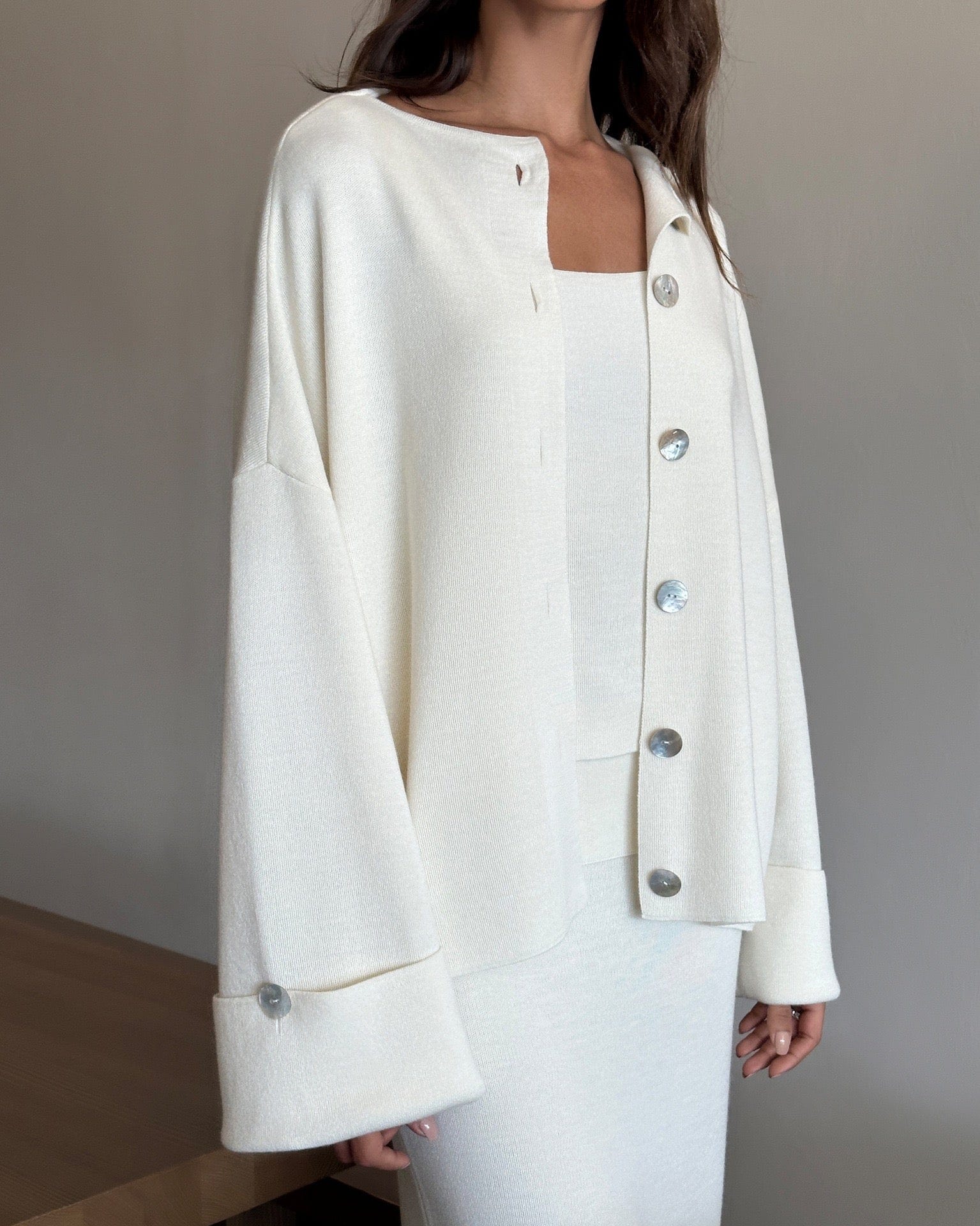 Ensemble 3 pi��ces cardigan d��bardeur jupe - Polyvalence ��l��gante moderne - MAX FOR ME