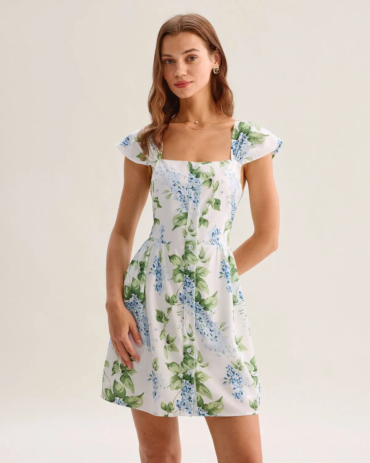 Robe Femme Mini Blanche Imprim�� Floral