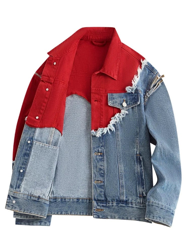 Veste jean bicolore unisexe effet superpos�� style moderne MAX FOR ME