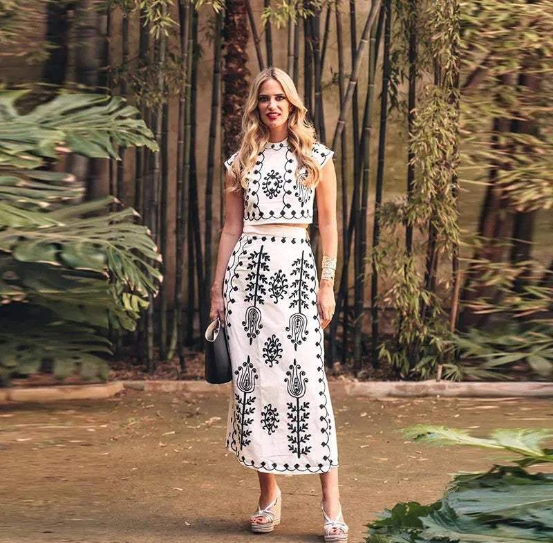 Ensemble jupe longue et top brod�� - une allure boh��me-chic - MAX FOR ME