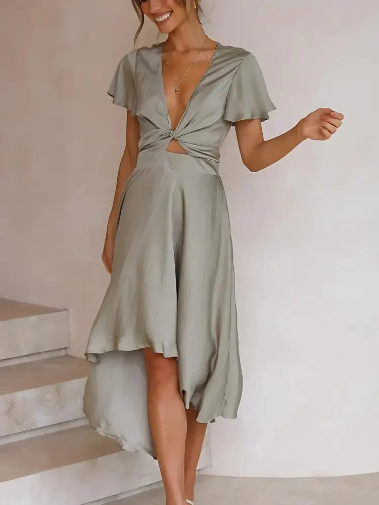 Robe �� Jupe Irr��guli��re et Col en V