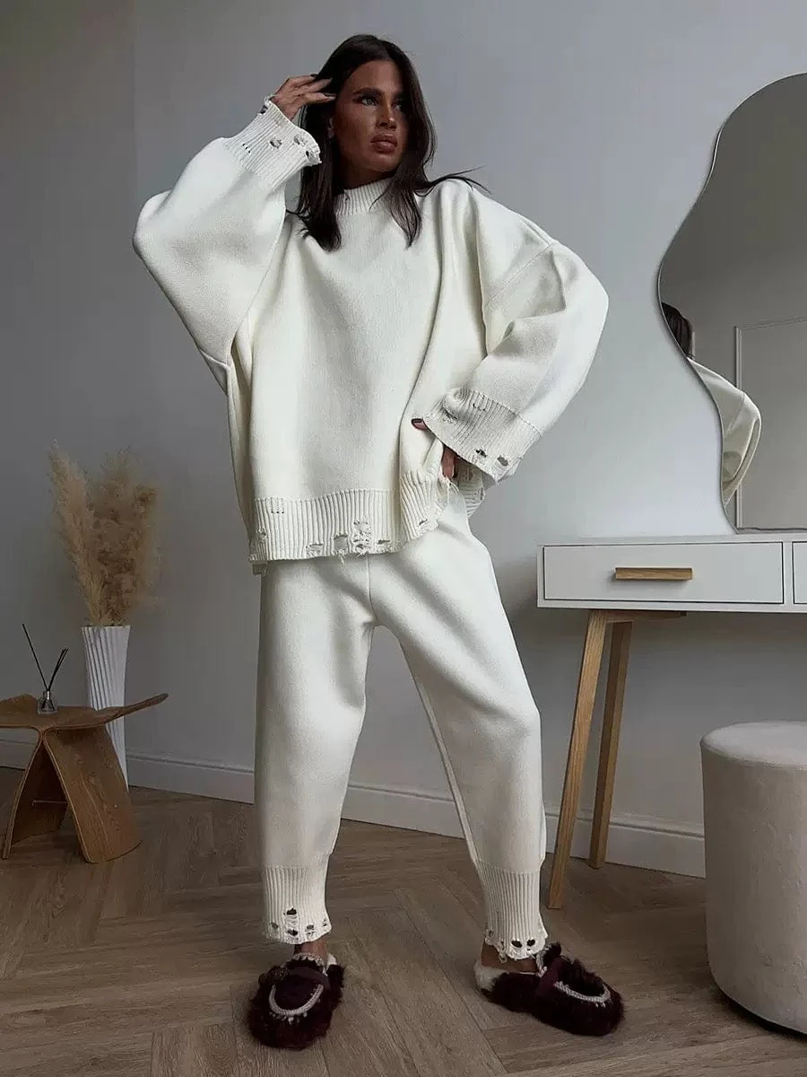 Ensemble pull d��tails trou��s pantalon - Style d��contract�� moderne - MAX FOR ME