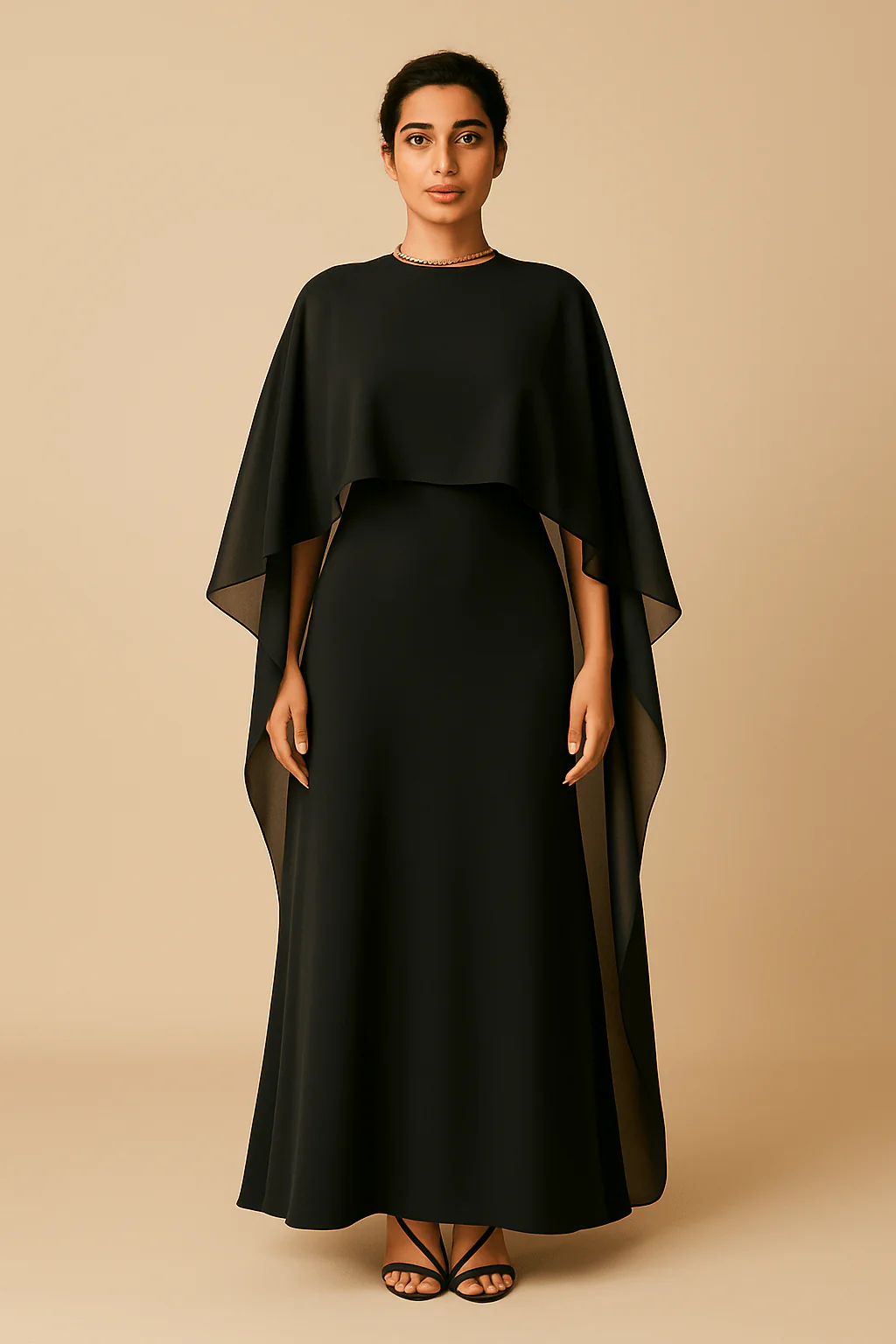 Ensemble Robe longue fluide avec cape �C style crois�� chic et d��contract�� pour l����t��