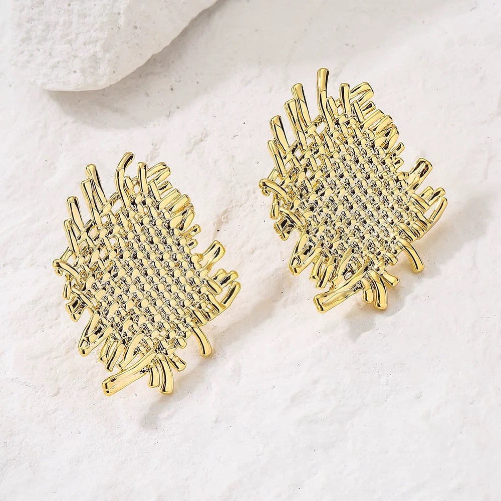 Boucles d��oreilles dor��es g��om��triques �C design abstrait et minimaliste