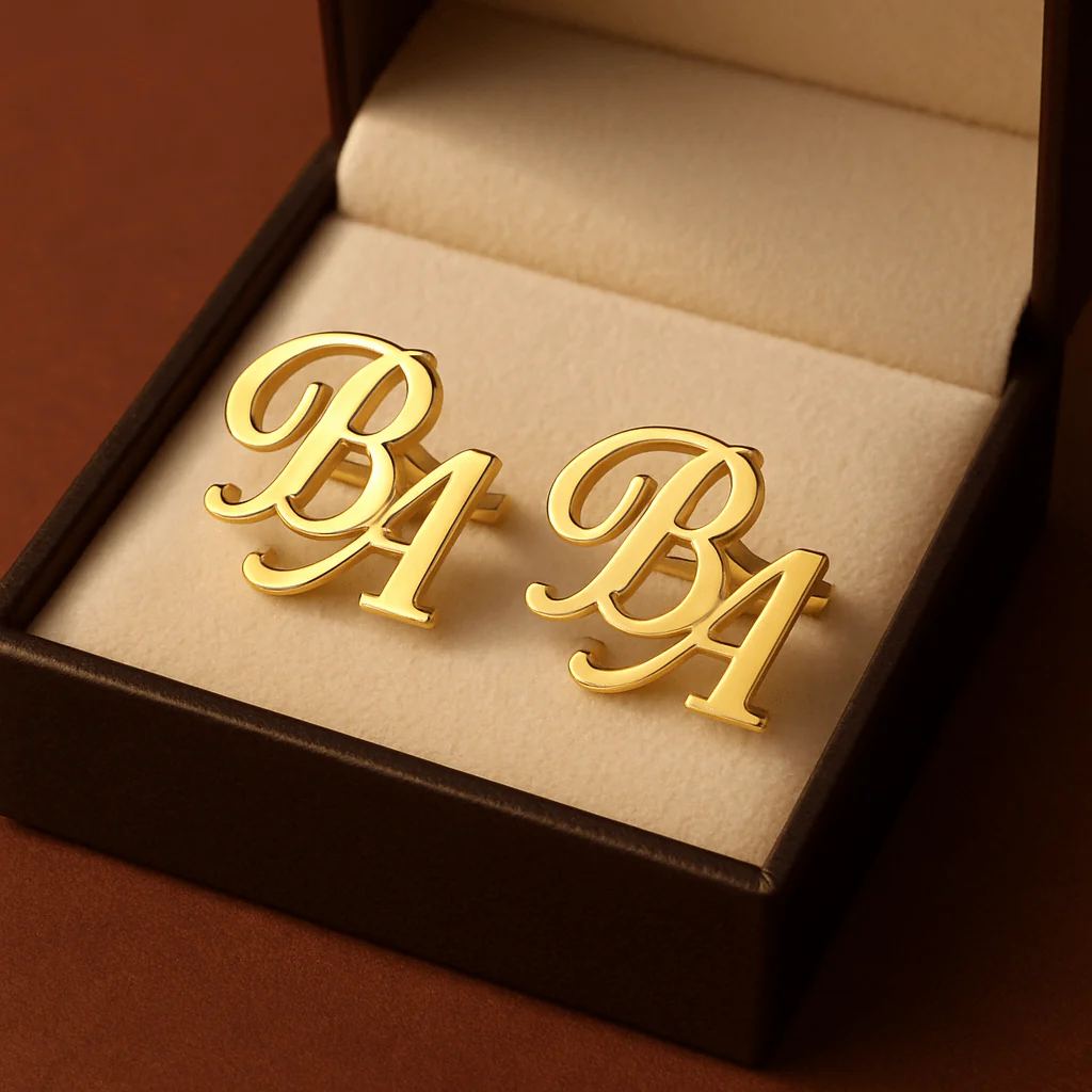 Lot de 2 Boutons de manchette personnalisés �?Initiales gravées élégantes