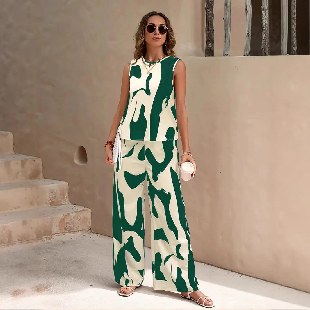 Ensemble fluide imprim�� abstrait - une allure chic et artistique - MAX FOR ME