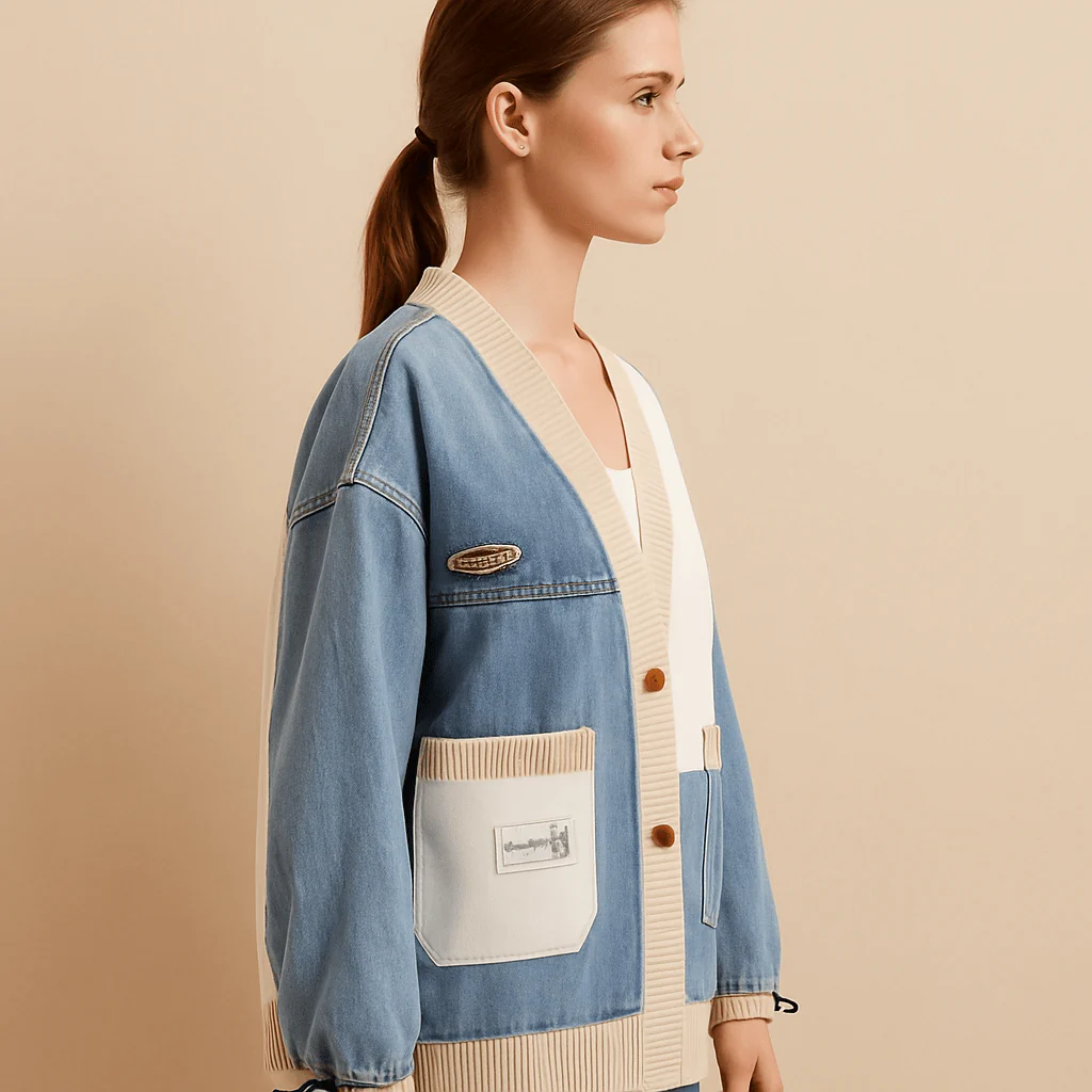 Veste jean maille style bomber chic printemps automne hiver MAX FOR ME