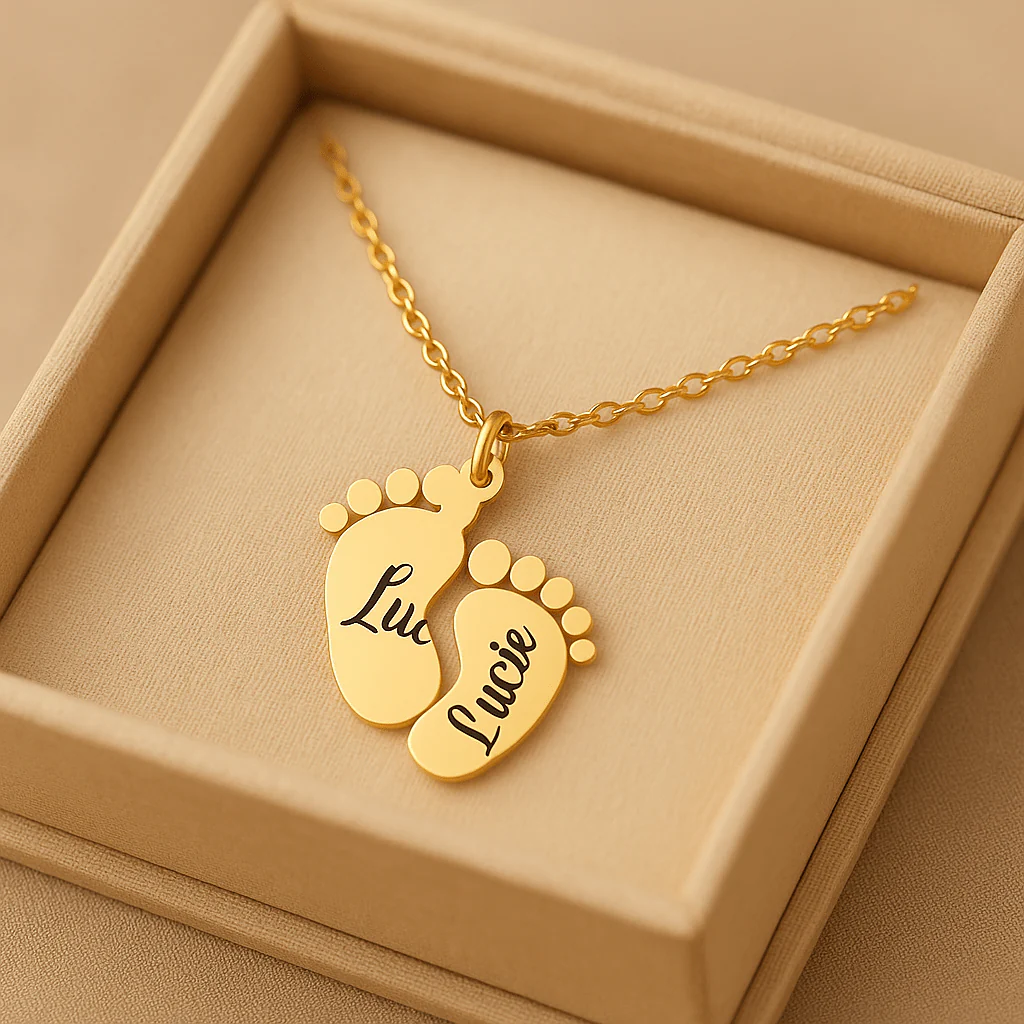 Collier Personnalis�� Petits Pieds �C Deux Pr��noms