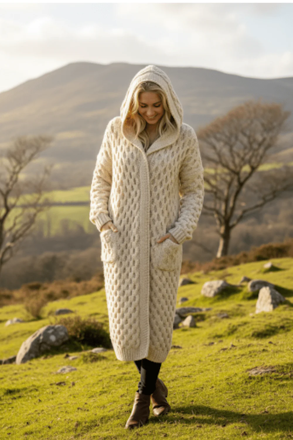 Manteau-cardigan �� capuche en grosse maille - un cocon de douceur et de style - MAX FOR ME