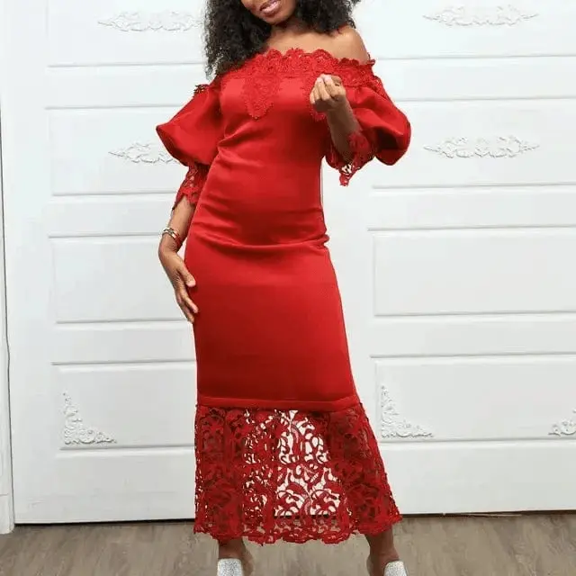 Robes de luxe en dentelle - Manches lanterne Bouffantes