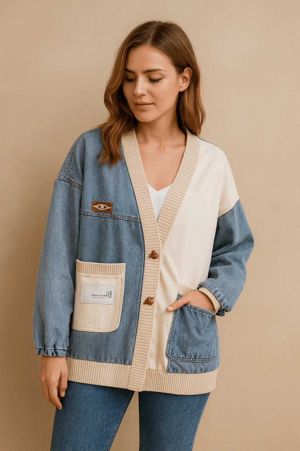 Veste jean maille style bomber chic printemps automne hiver MAX FOR ME