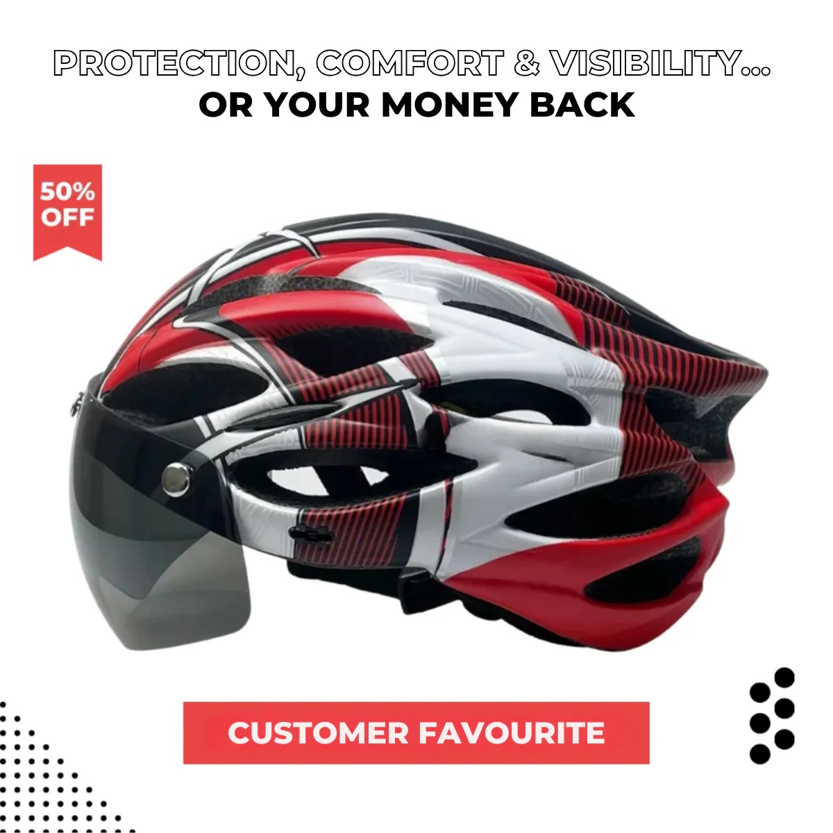 Bike Helmet with Detachable Visor & LED a?? CycloGuarda?��