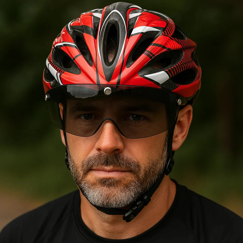 Bike Helmet with Detachable Visor & LED a?? CycloGuarda?��
