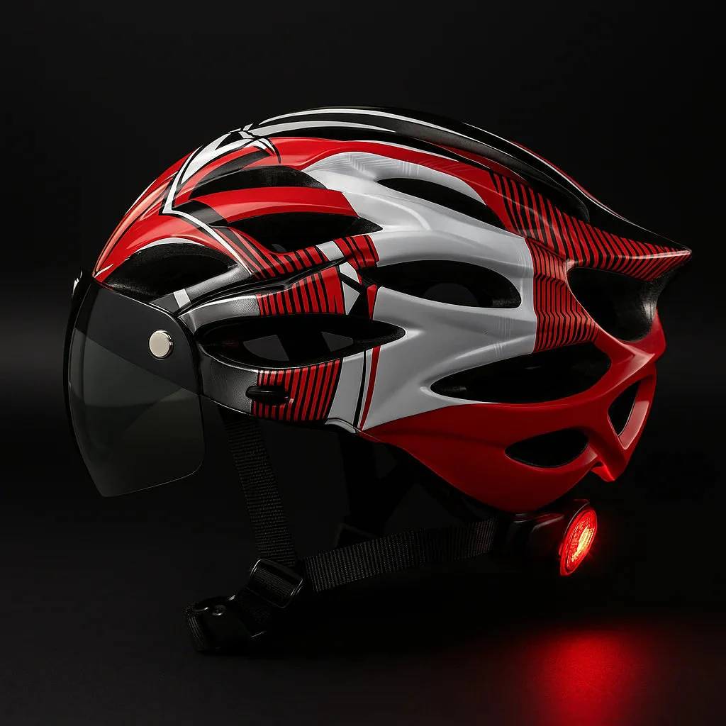 Bike Helmet with Detachable Visor & LED a?? CycloGuarda?��