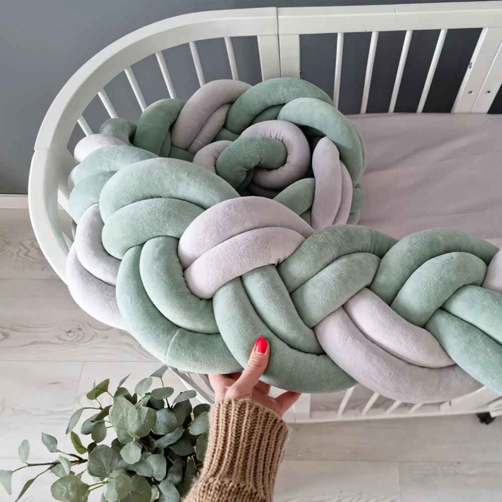 Tresse de lit - vert blanc