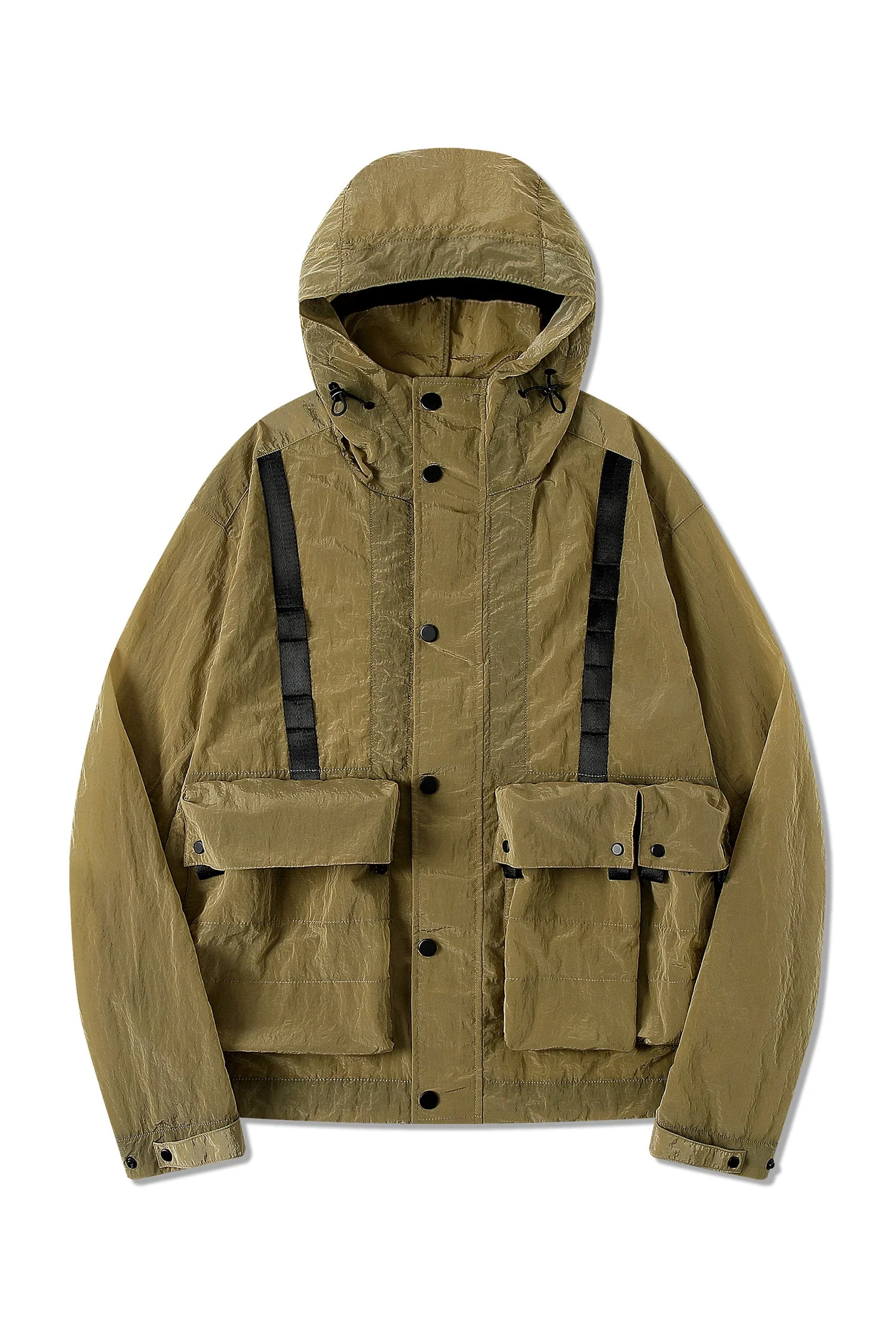 MEN'S DETACHABLE SMALL BAG LIGHTWEIGHT HOODED  SHELL JACKET