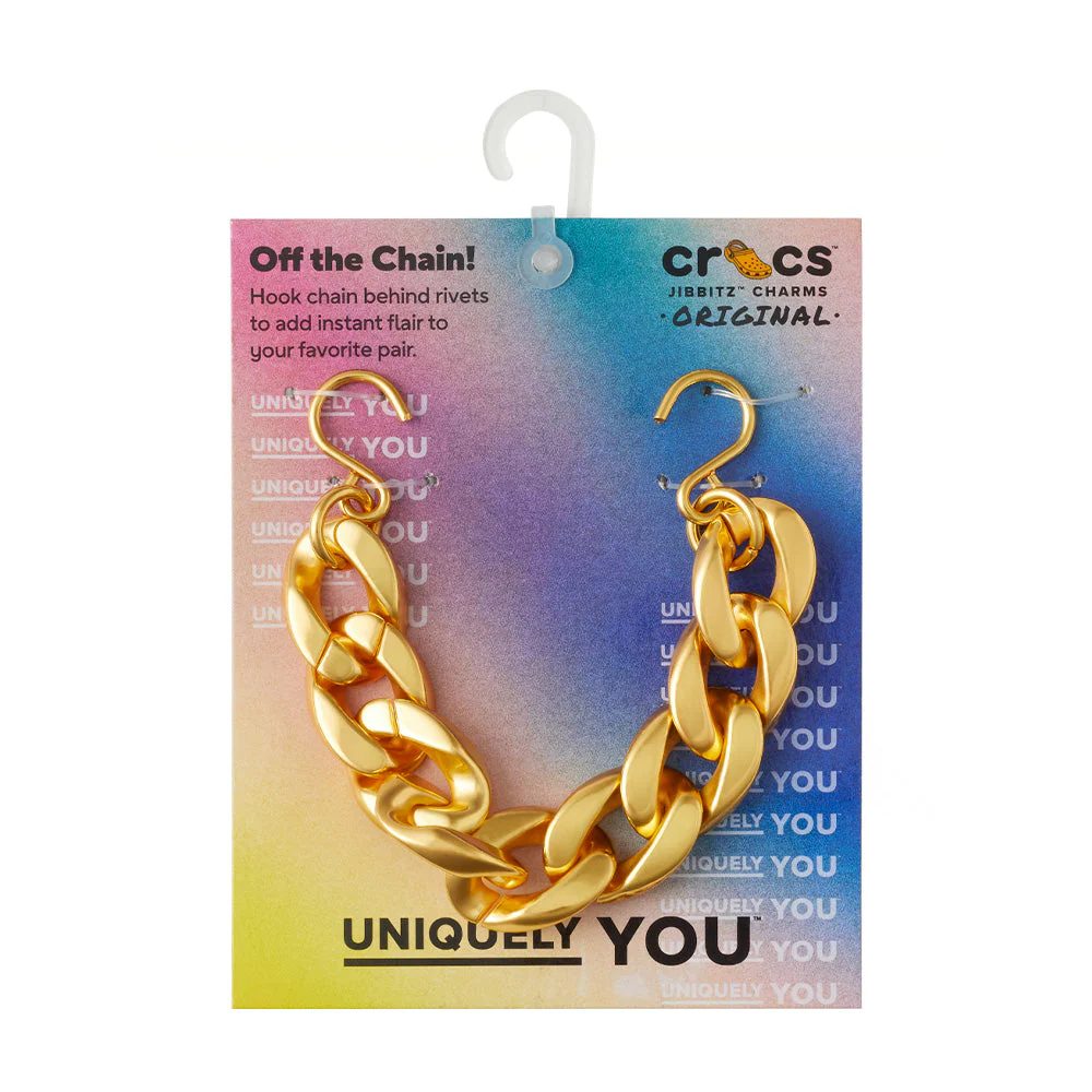 CROCS GOLD CUBAN STRAP CHAIN JIBBITZ