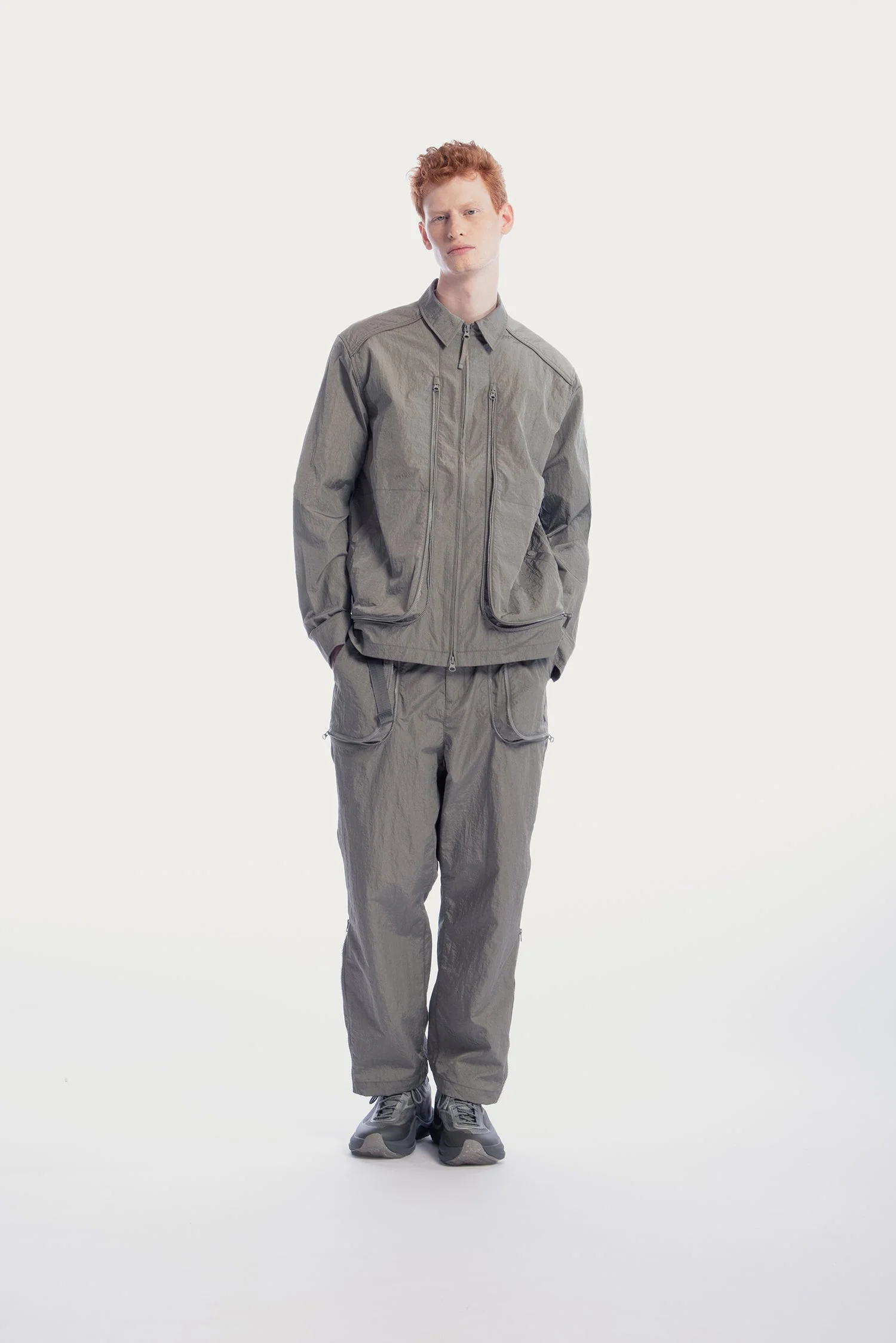 UNISEX ZIPPER POCKETS SHIRT JACKET