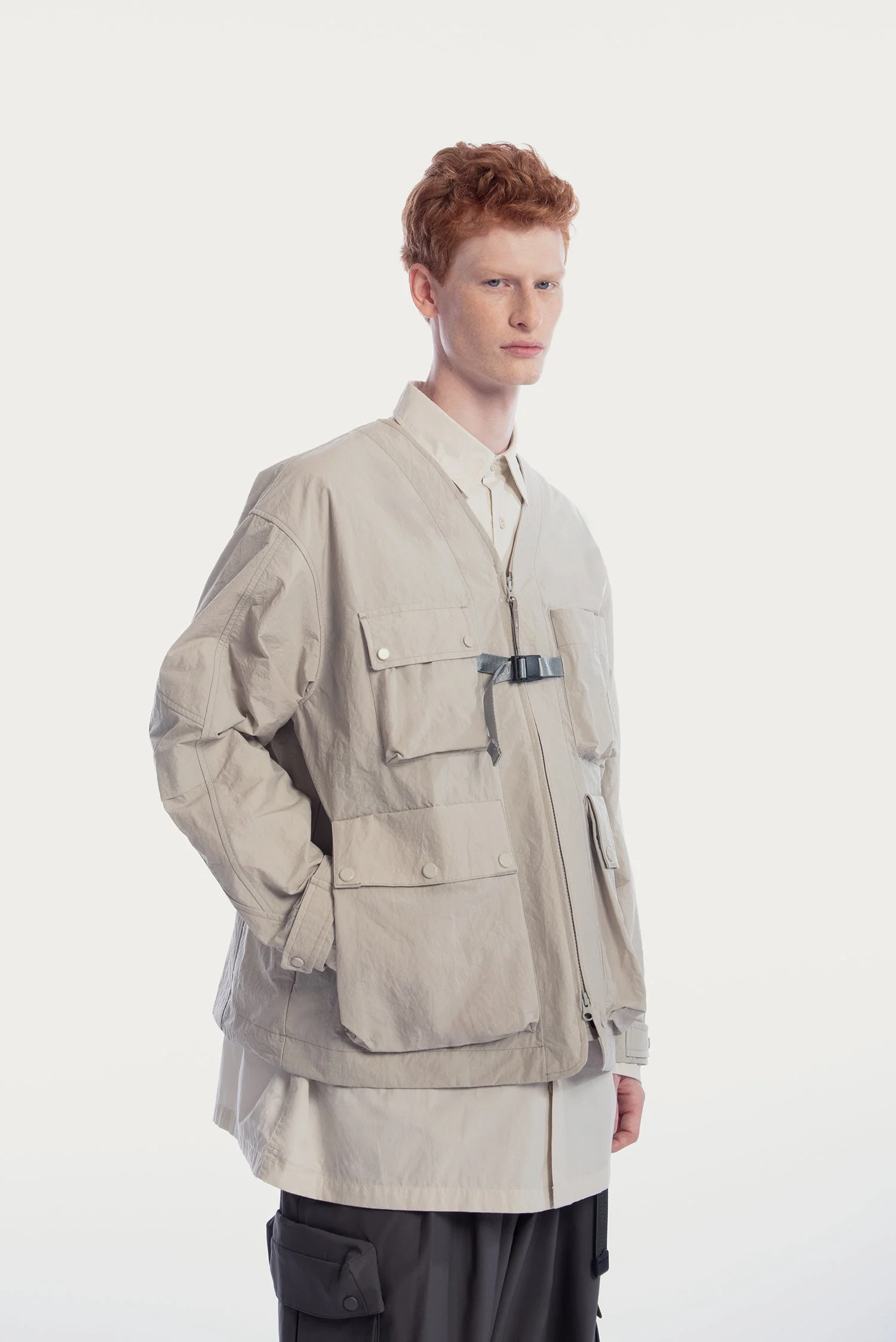 UNISEX V-NECK 3D POCKETS JACKET