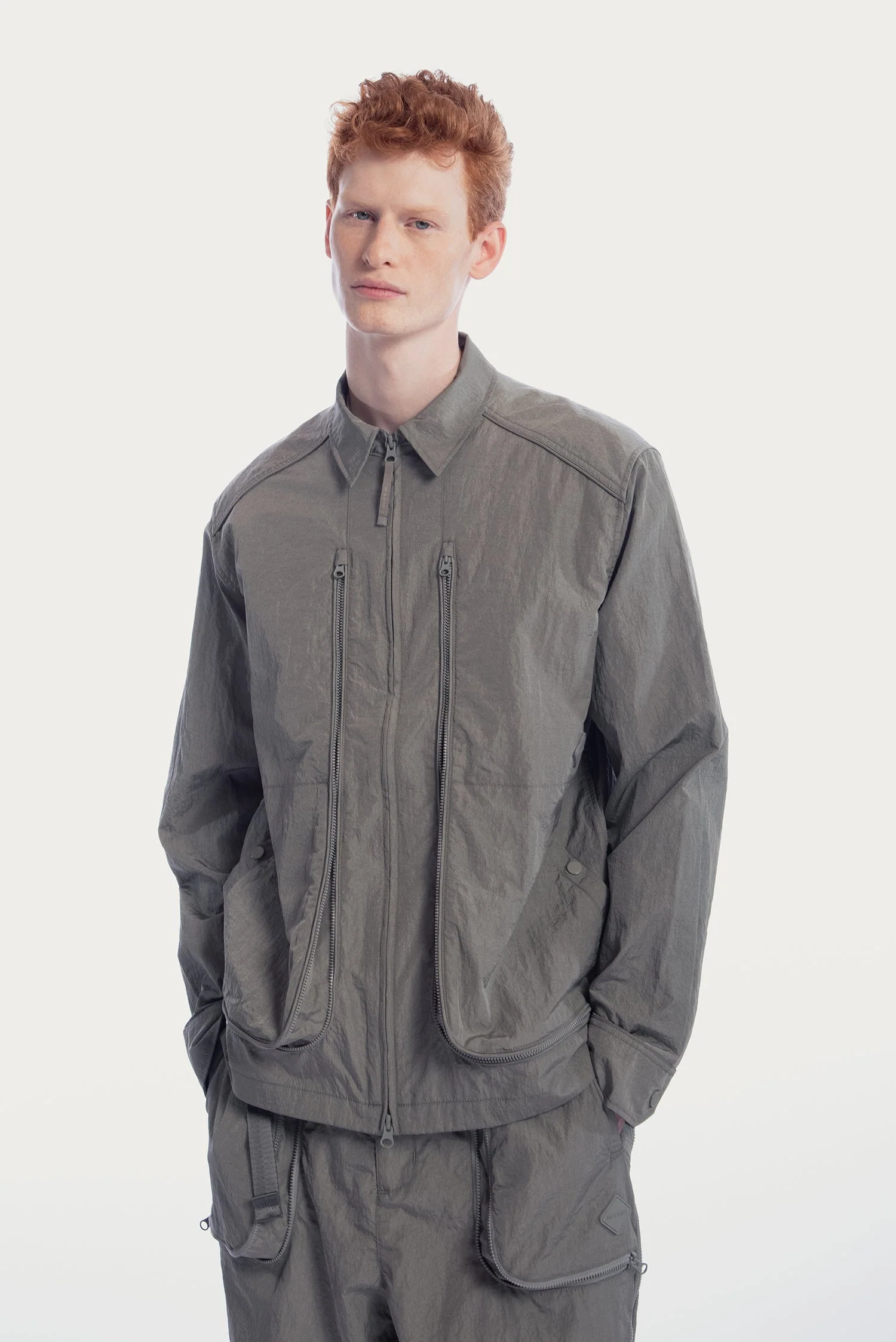 UNISEX ZIPPER POCKETS SHIRT JACKET