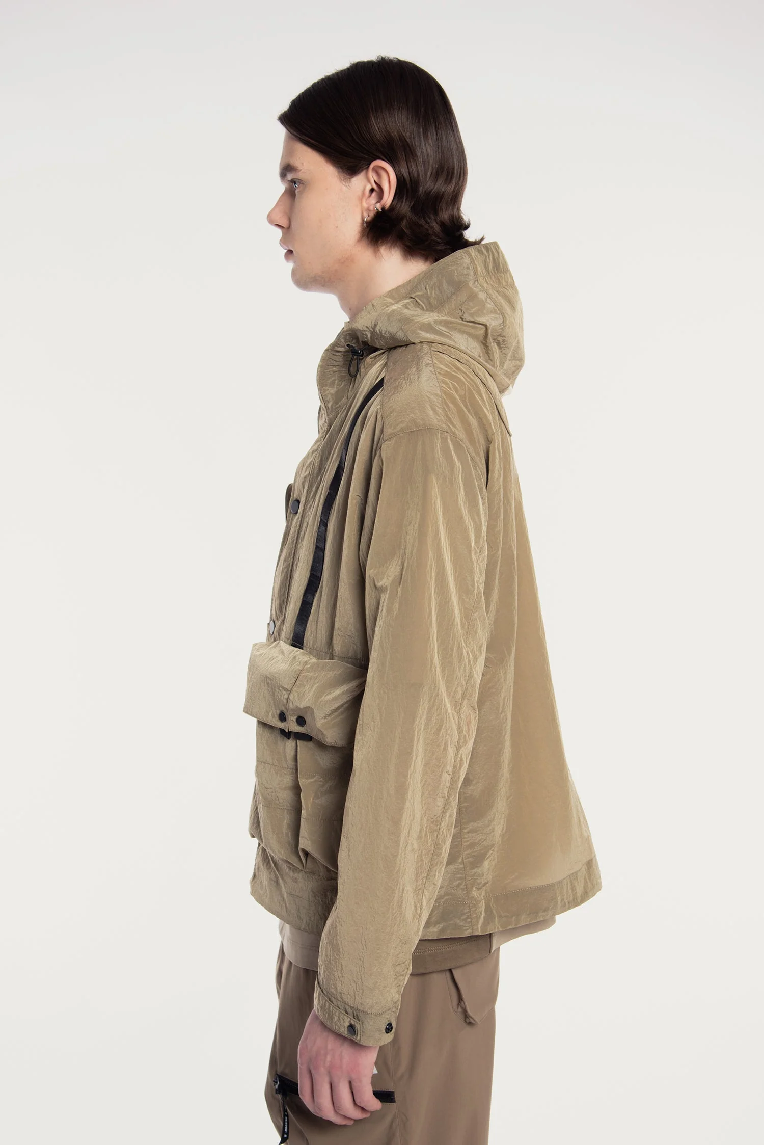 MEN'S DETACHABLE SMALL BAG LIGHTWEIGHT HOODED  SHELL JACKET