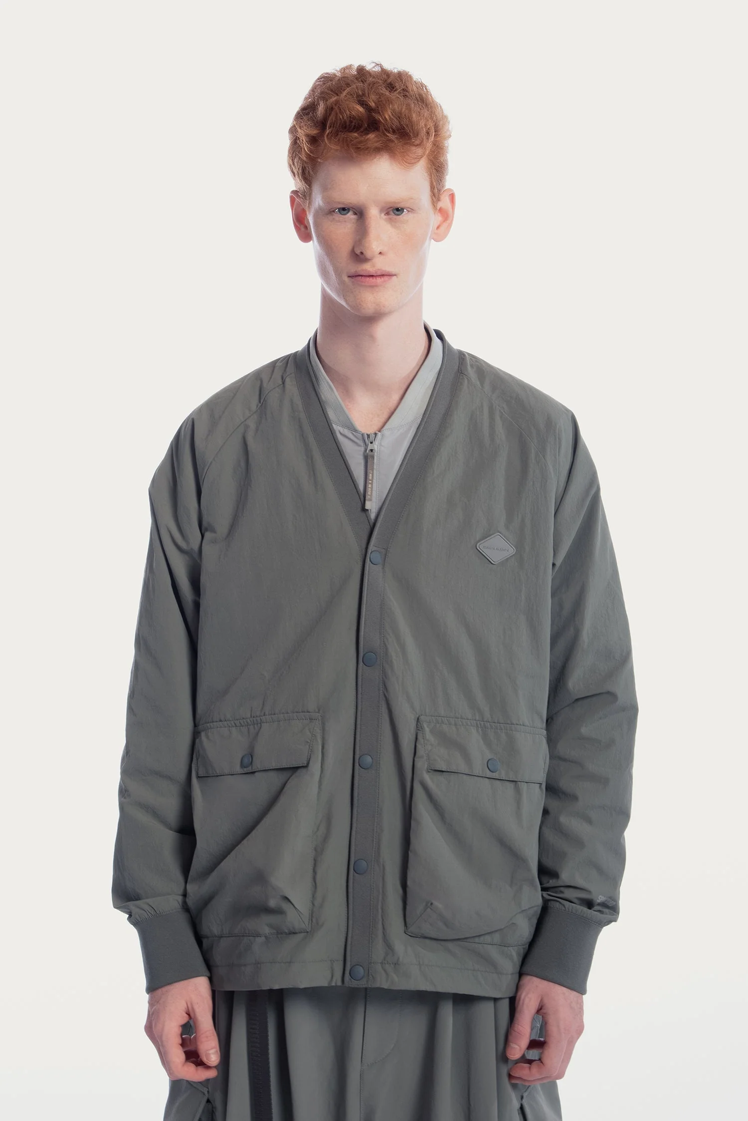 UNISEX FRONT POCKETS NYLON CARDIGAN