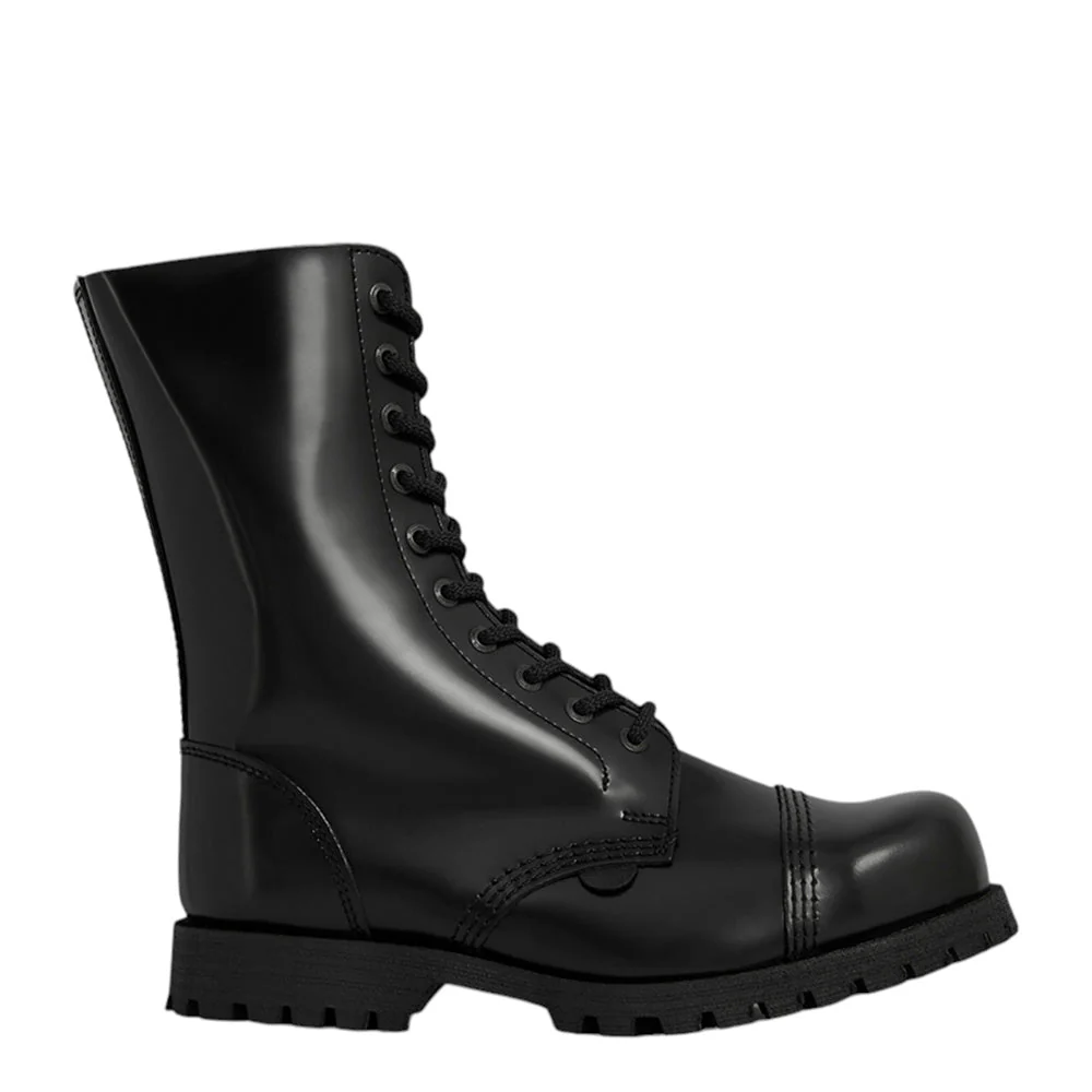 UNDERGROUND COMMANDO BOOTS ORIGINAL STEEL CAP - BLACK LEATHER