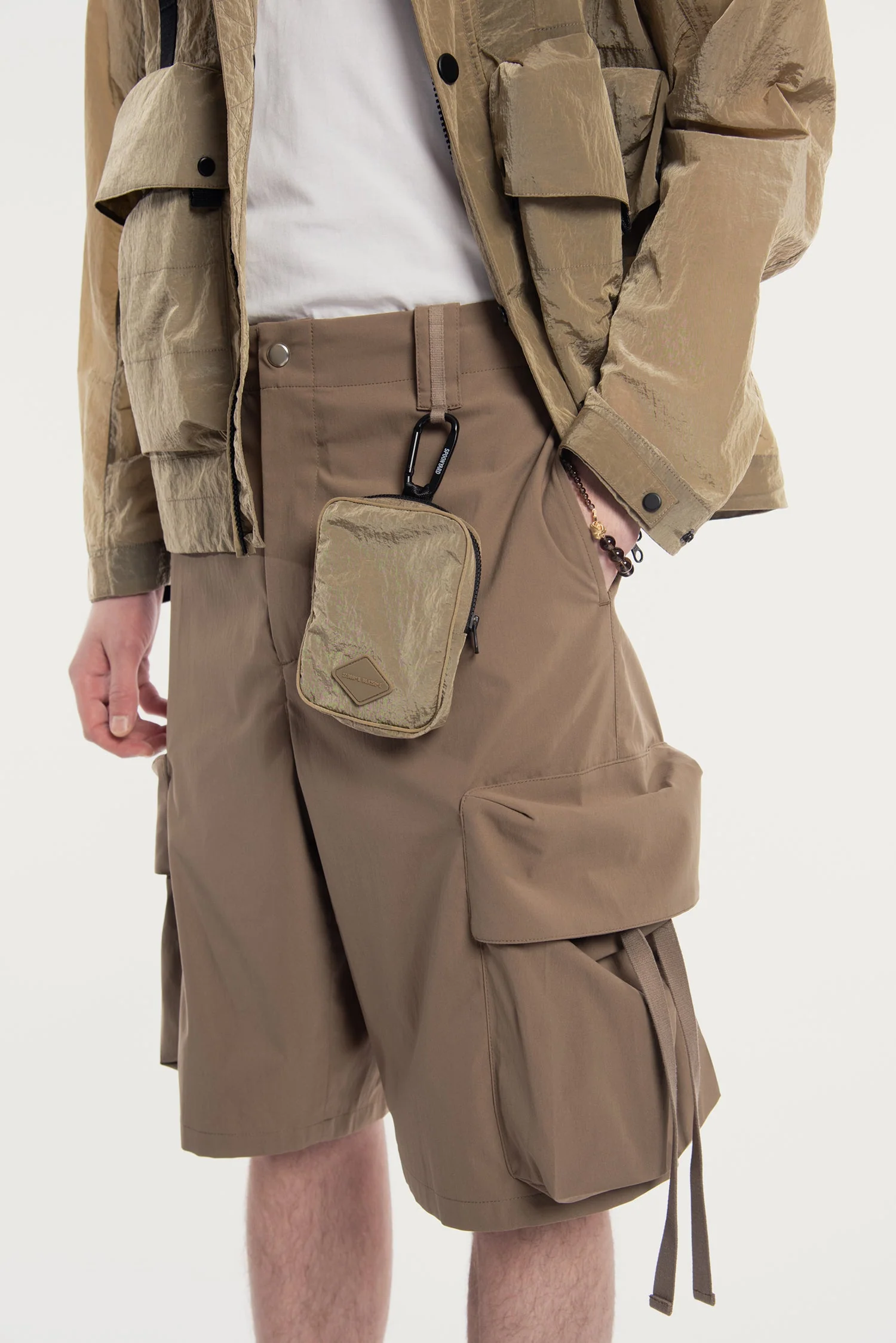 MEN'S DETACHABLE SMALL BAG LIGHTWEIGHT HOODED  SHELL JACKET