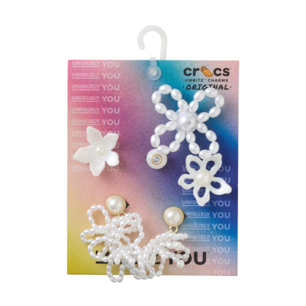 CROCS WHITE PEARL BEADED 5 PACK