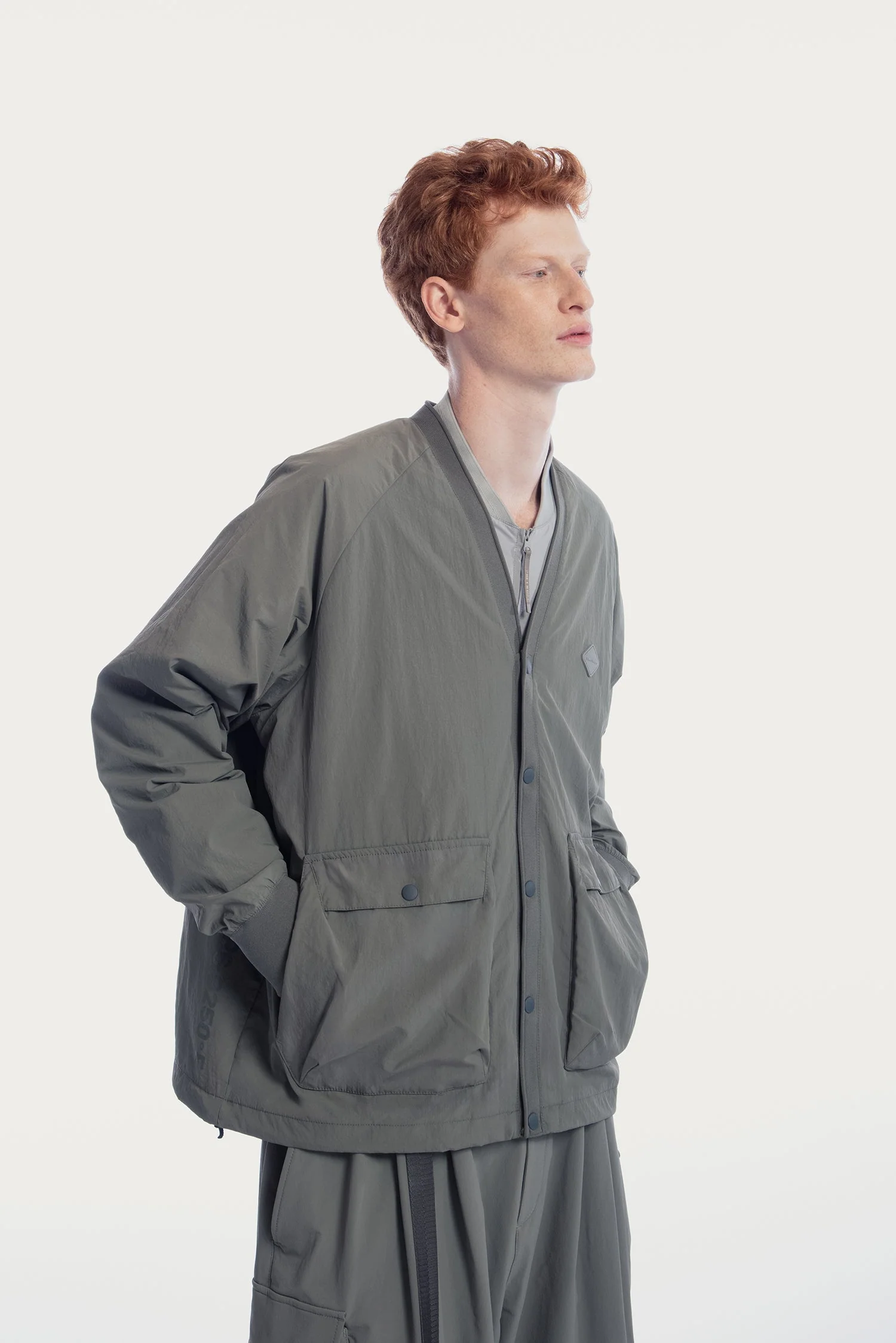 UNISEX FRONT POCKETS NYLON CARDIGAN