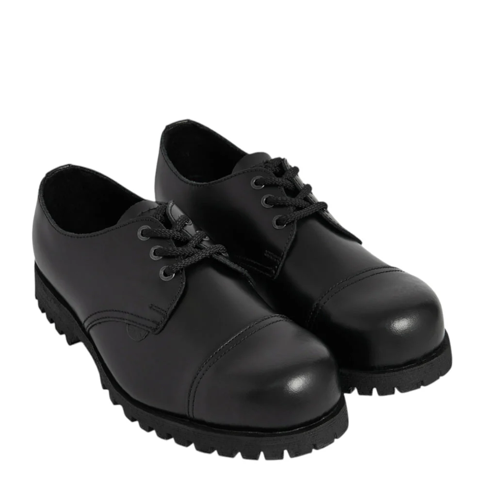 UNDERGROUND STEEL TOE CAP SHOES ORIGINAL STEEL CAP - TRACKER - BLACK LEATHER