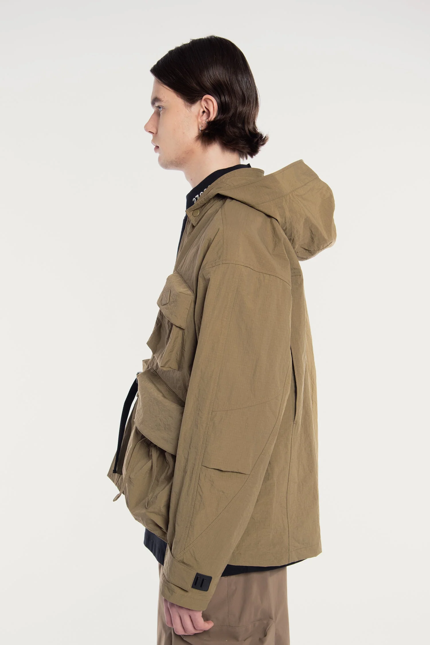 MEN'S MULTI POCKETS HOODED KIMONO JACKET